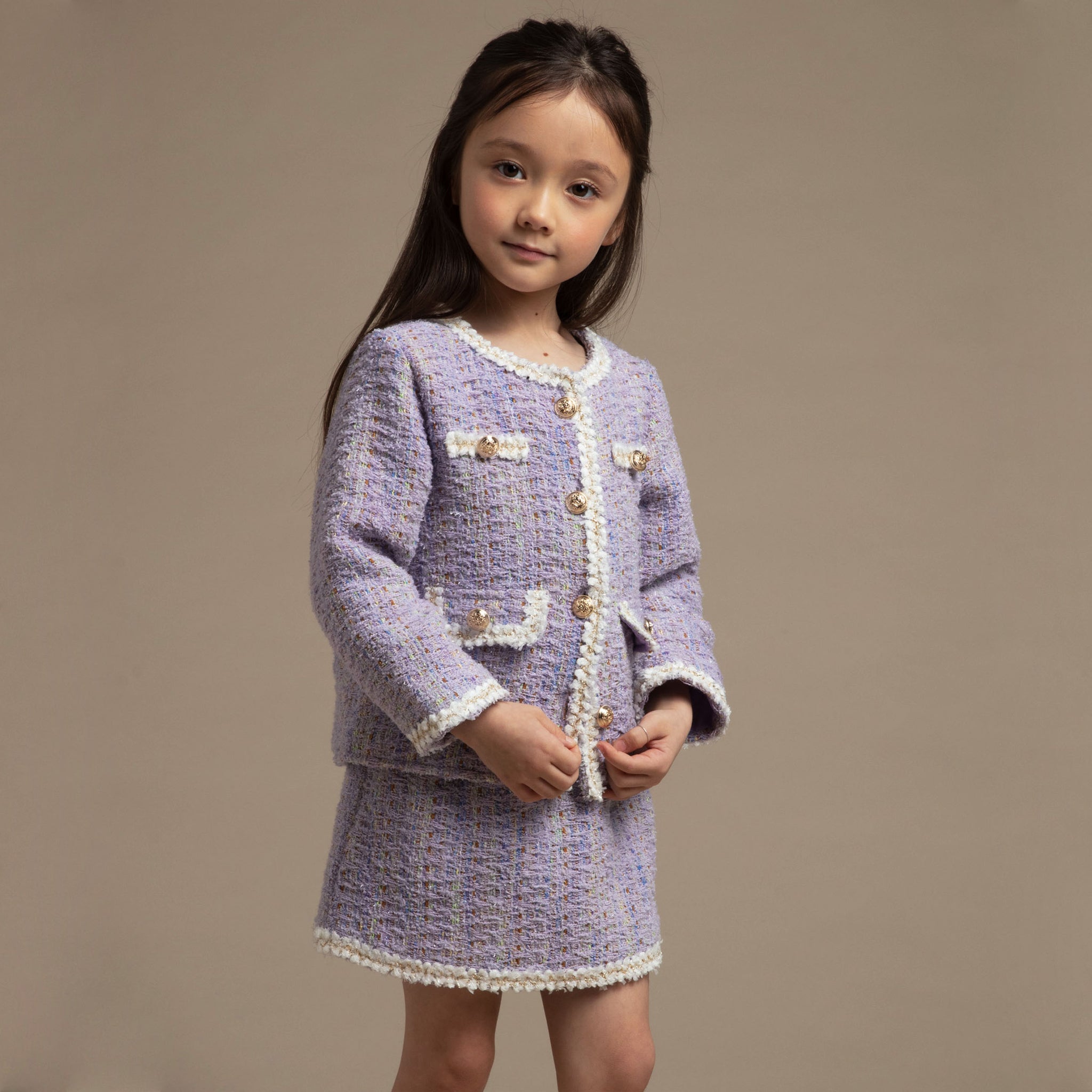 Tweed Jacket Set dress for kids daughters matching set