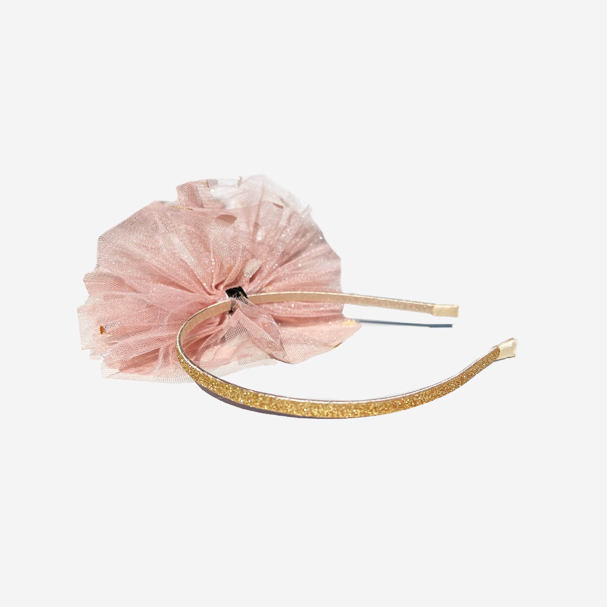 pink headband with golden dots