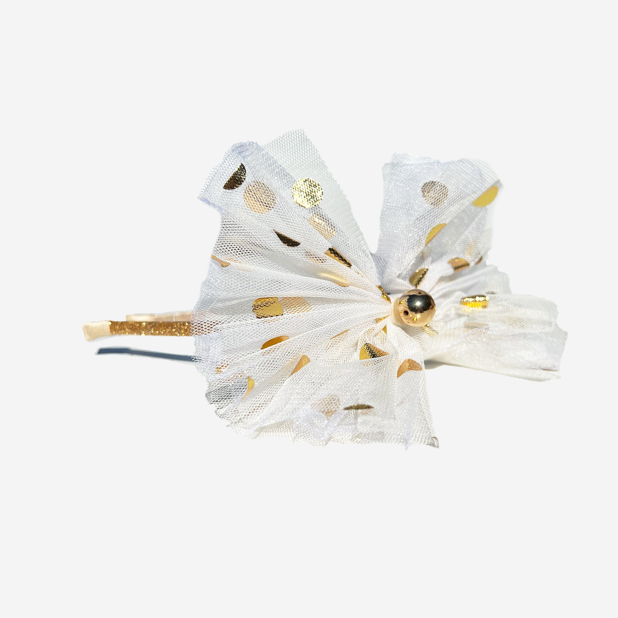 ivory headband with golden dots