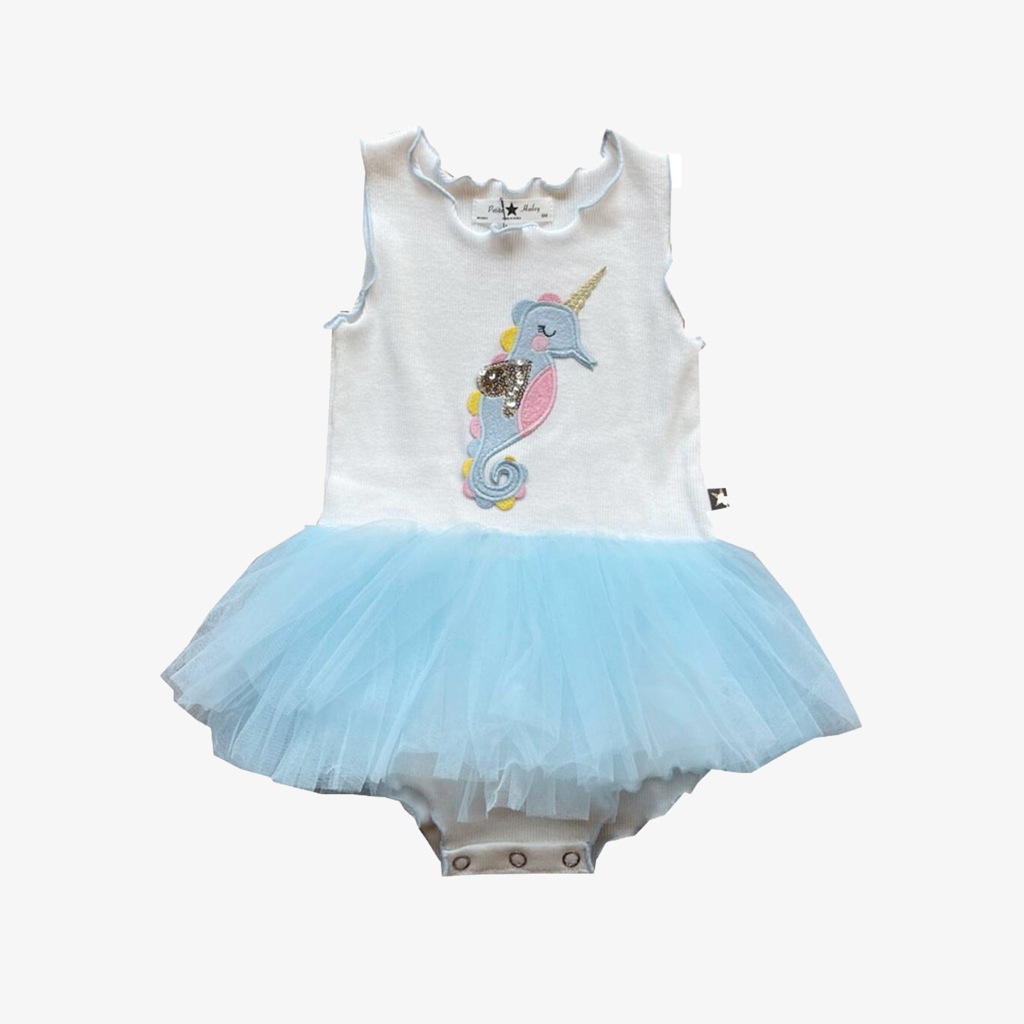 blue baby seahorse onesie