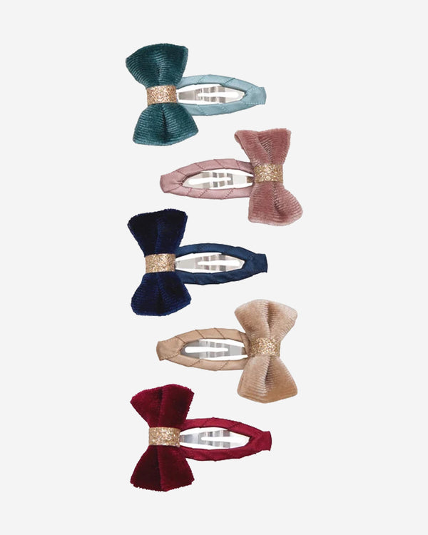 Tinkerbell Velvet Bow Mini Hair Clips - 5 Pack