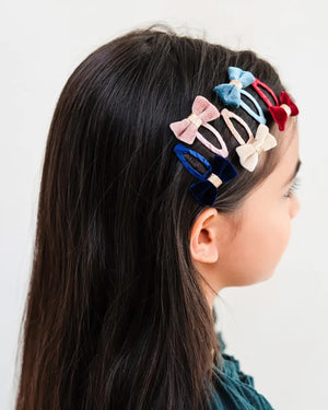 Tinkerbell Velvet Bow Mini Hair Clips - 5 Pack