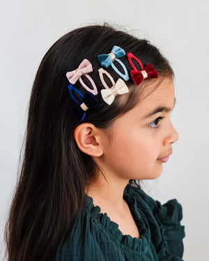 Tinkerbell Velvet Bow Mini Hair Clips - 5 Pack