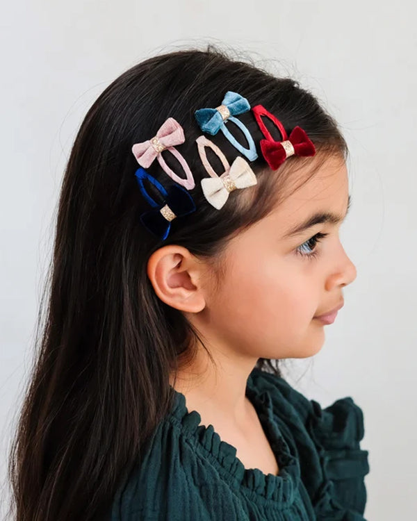 Tinkerbell Velvet Bow Mini Hair Clips - 5 Pack