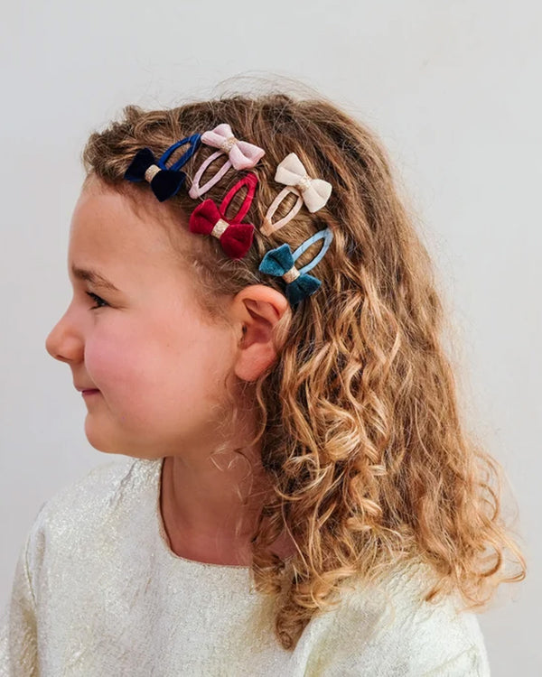 Tinkerbell Velvet Bow Mini Hair Clips - 5 Pack