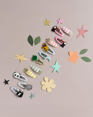 Stripy Star Fabric Clip Set
