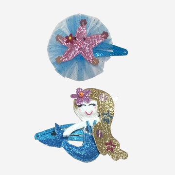 starfish & sparkle mermaid/glitter blue