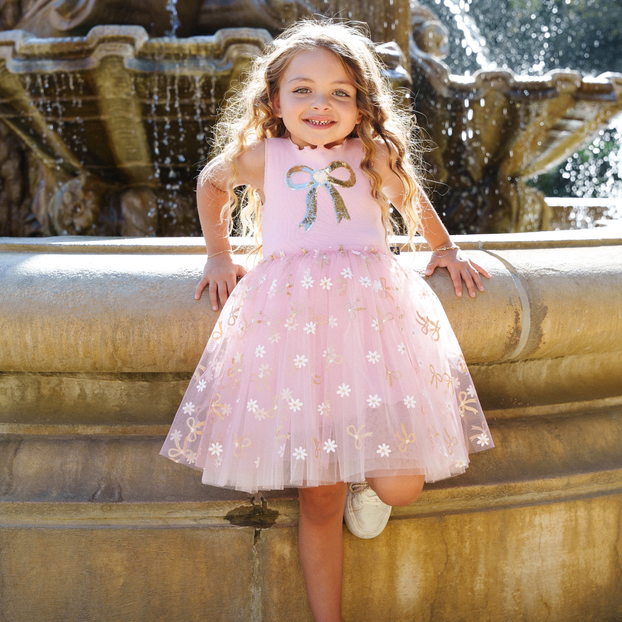 Gold Bow Tutu Dress Pink / 18M Gold Bow Tutu Dress Pink / 18M