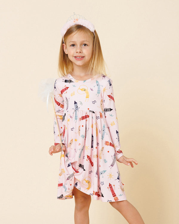Bamboo LS Printed Dress