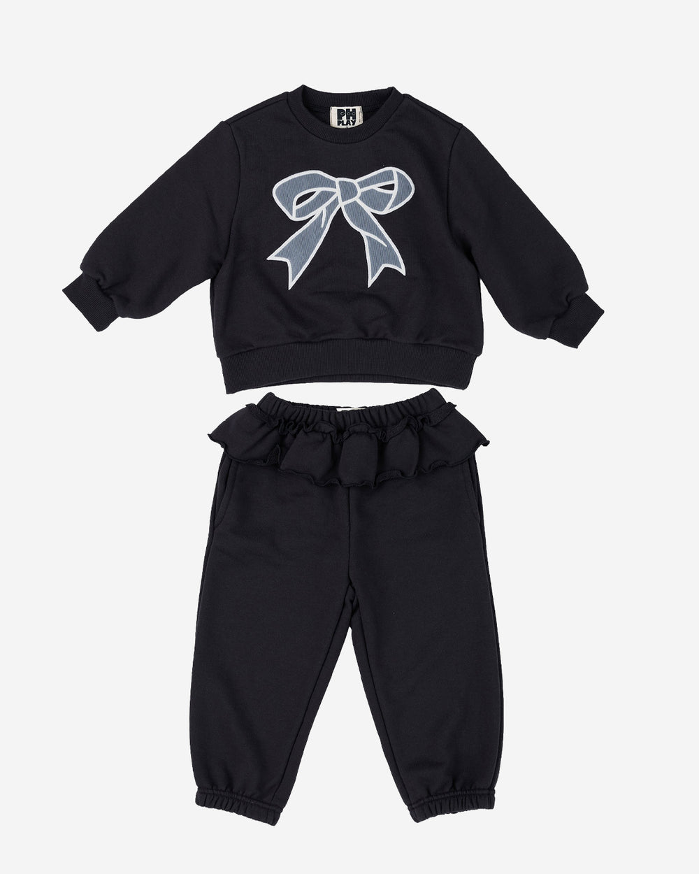 Lace Bow Sweatshirt Set