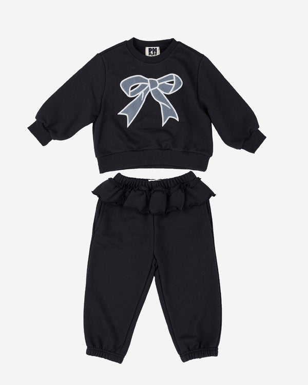Lace Bow Sweatshirt Set