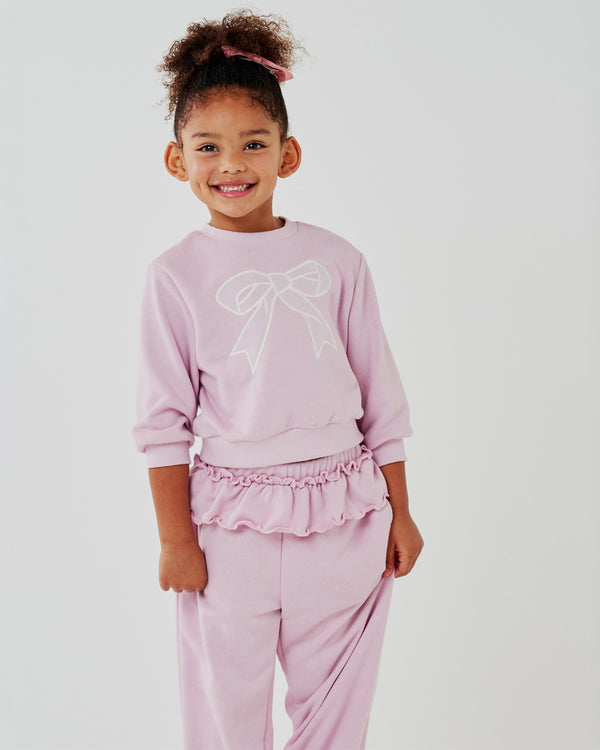 Lace Bow Sweatshirt Set