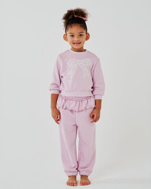 Lace Bow Sweatshirt Set