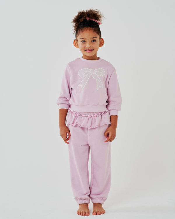 Lace Bow Sweatshirt Set