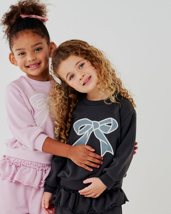 Lace Bow Sweatshirt Set