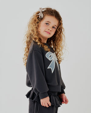 Lace Bow Sweatshirt Set