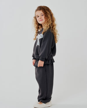 Lace Bow Sweatshirt Set