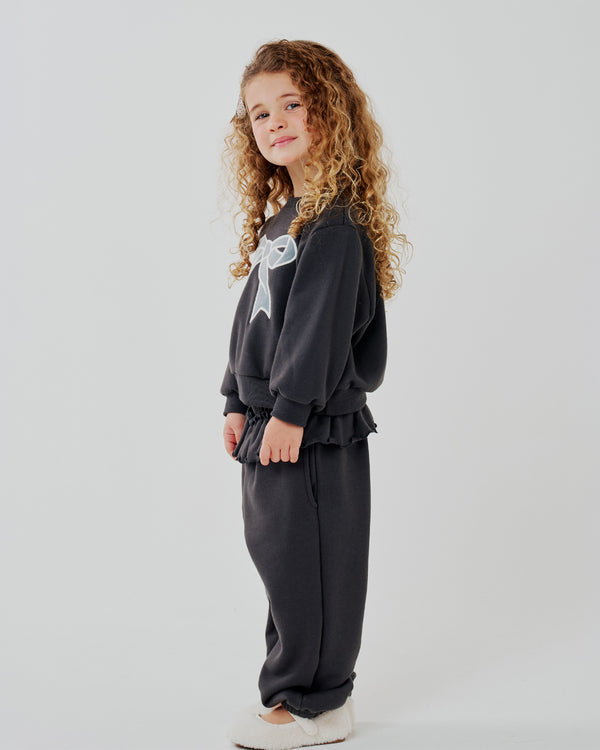 Lace Bow Sweatshirt Set