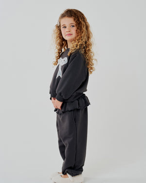 Lace Bow Sweatshirt Set