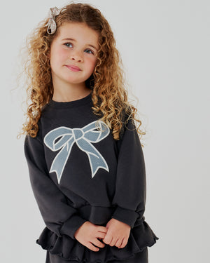 Lace Bow Sweatshirt Set