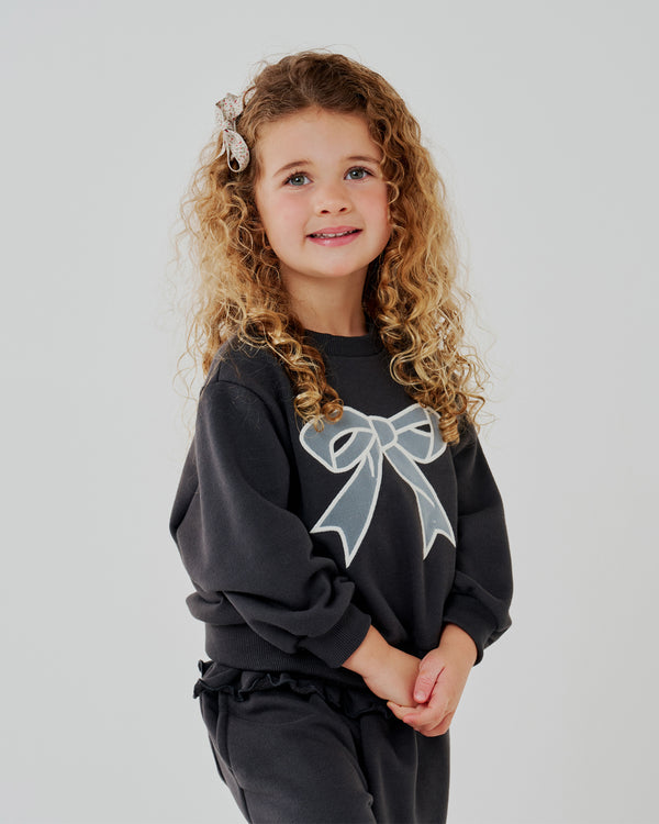 Lace Bow Sweatshirt Set