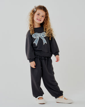 Lace Bow Sweatshirt Set