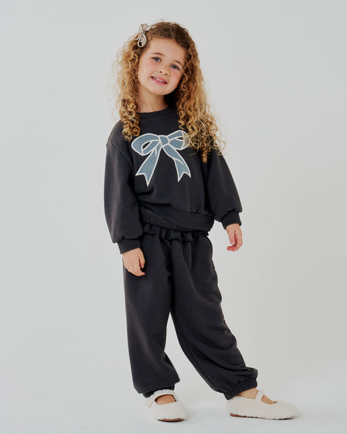 Lace Bow Sweatshirt Set