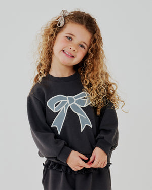 Lace Bow Sweatshirt Set
