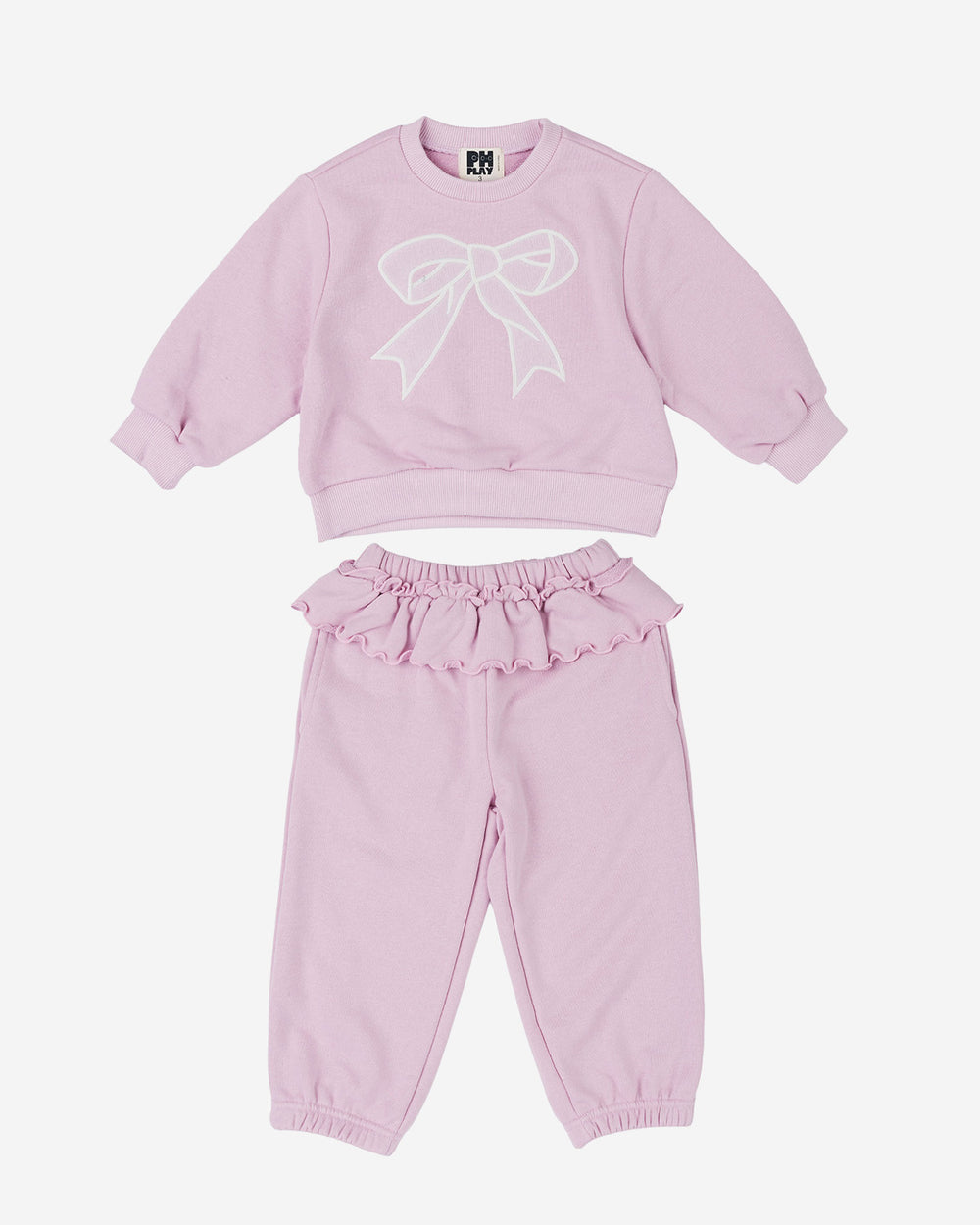 Lace Bow Sweatshirt Set