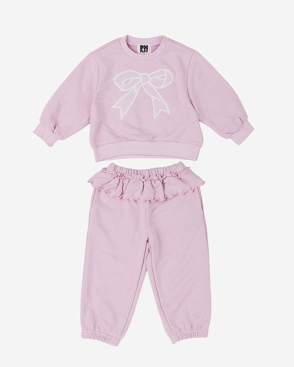 Lace Bow Sweatshirt Set
