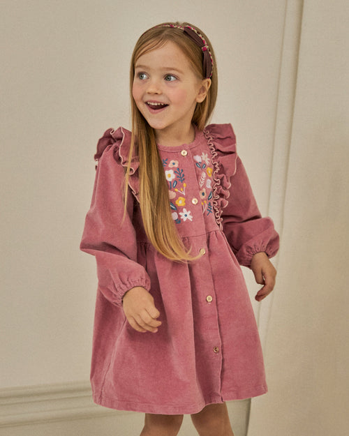 Maddie Ruffle Corduroy Dress