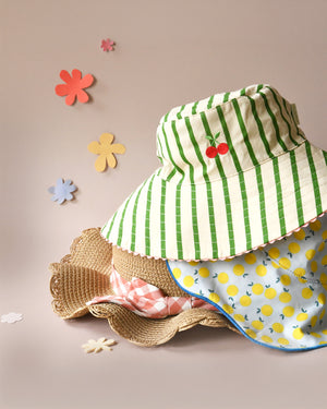 Cherry Kiss Stripy Reversible Sun Hat
