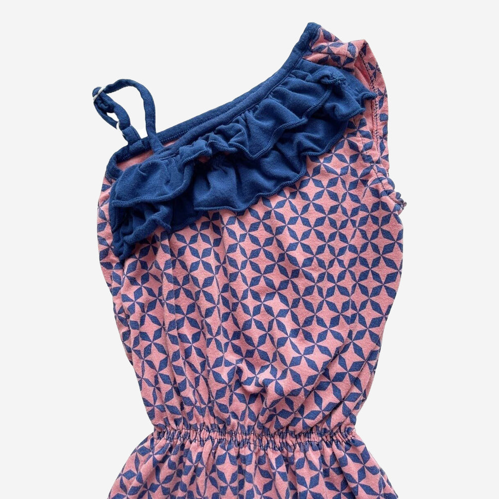 Print Diagonal Ruffle Romper