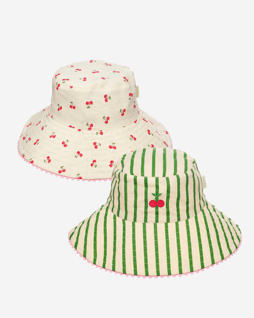 Cherry Kiss Stripy Reversible Sun Hat