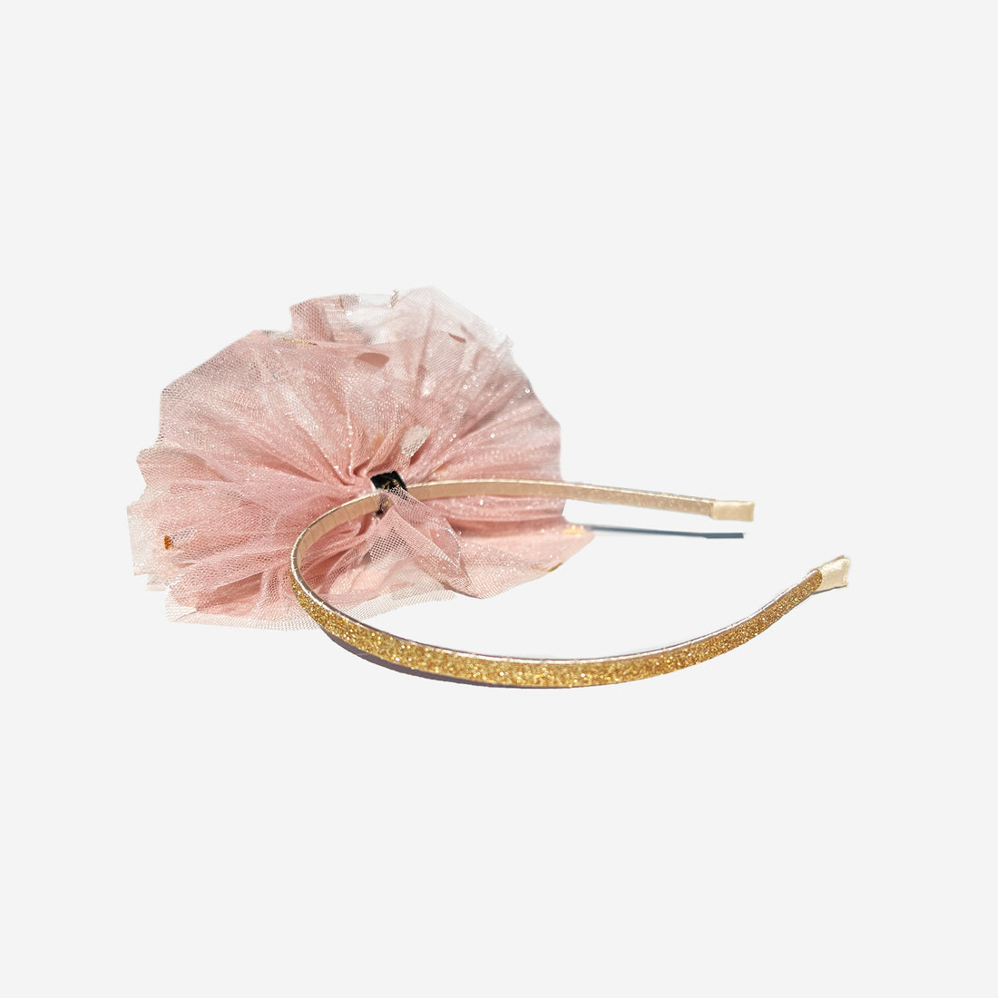 pink headband with golden dots