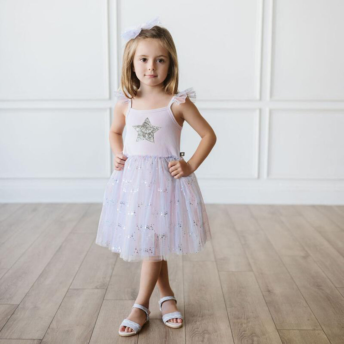 purple spangle tutu dress with silver glitter star