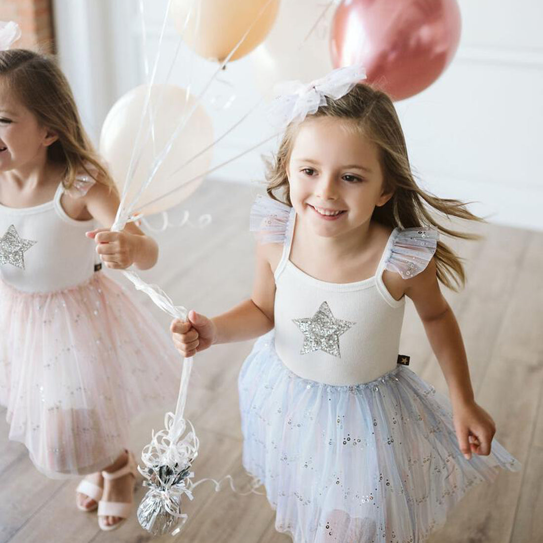 blue spangle tutu dress with silver glitter star