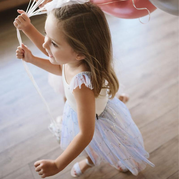 blue spangle tutu dress with silver glitter star