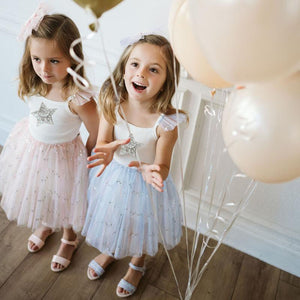 pink spangle tutu dress with silver glitter star