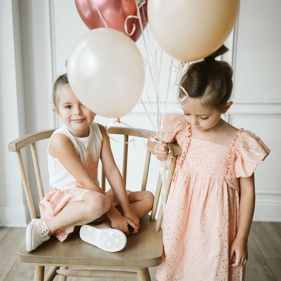 pink Flutter-Sleeve Dress 