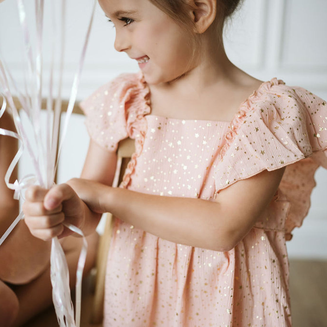 pink Flutter-Sleeve Dress 