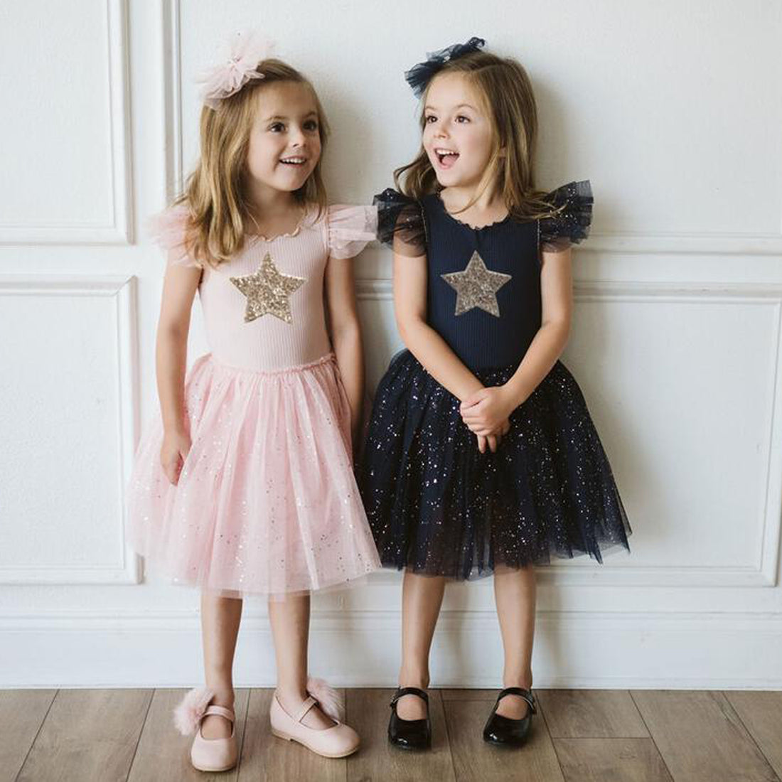 pink sparkle tutu dress with gold star 