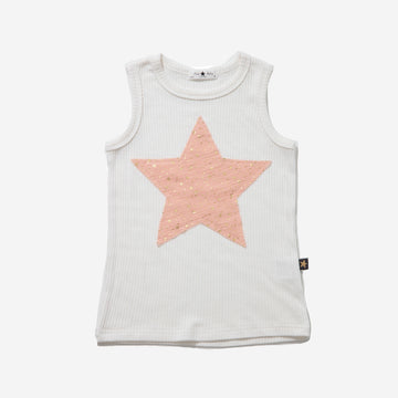 white tanktop with pink star