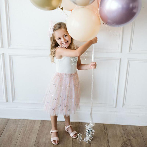 pink spangle tutu dress with silver glitter star