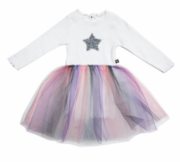 3 Gra Star tutu dress-WHITE