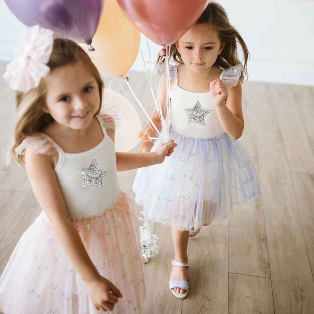 blue spangle tutu dress with silver glitter star