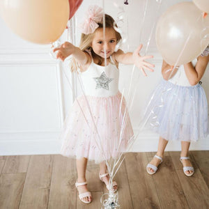pink spangle tutu dress with silver glitter star