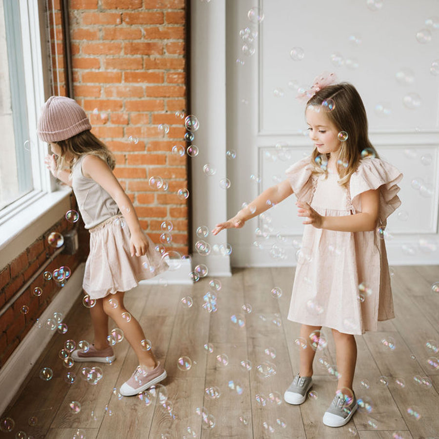 beige Flutter-Sleeve Dress 