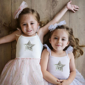 purple spangle tutu dress with silver glitter star