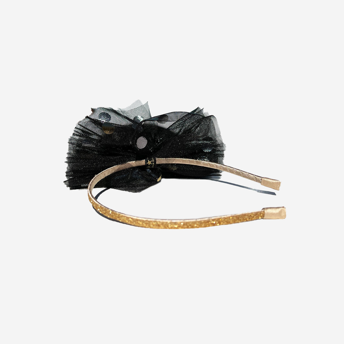 black headband with golden dots